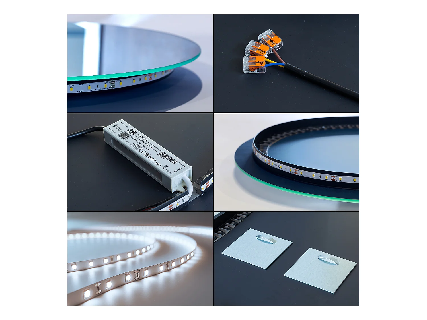 Unregelmäßiger halbovaler Spiegel 45 x 80 cm, LED-Premium-Hängespiegel für Wohnzimmer – kaltes Licht