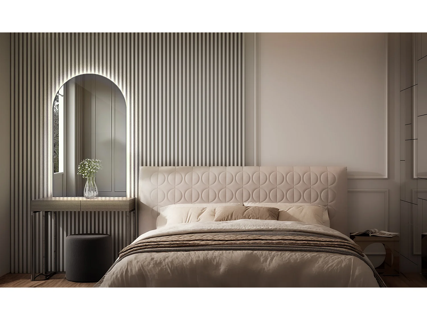 Minimalistische onregelmatige halfovale spiegel 50 x 90 cm LED voor de badkamer - koud licht