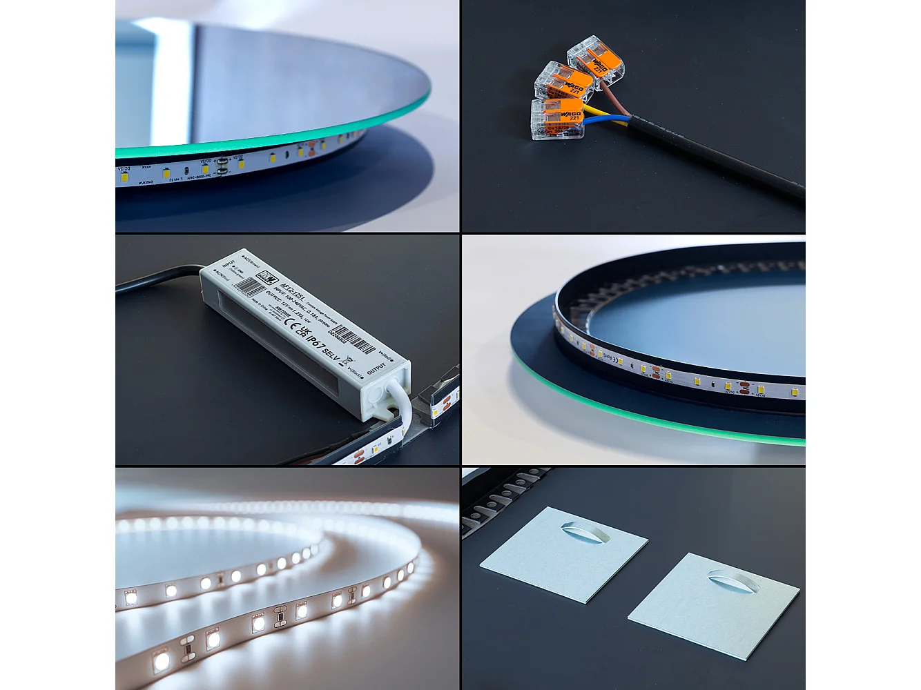 Minimalistische onregelmatige halfovale spiegel 50 x 90 cm LED voor de badkamer - koud licht