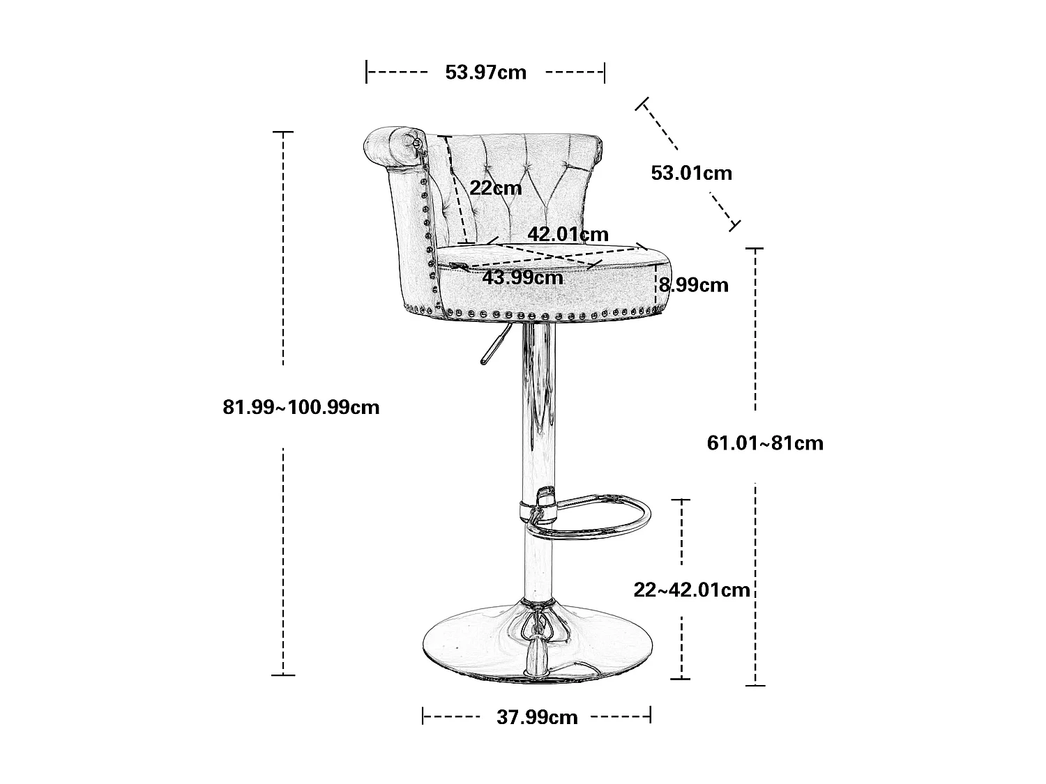 Tabourets de bar pivotants, chaises de comptoir réglables, avec repose-pieds pour la cuisine, la salle à manger,,2PC-SET