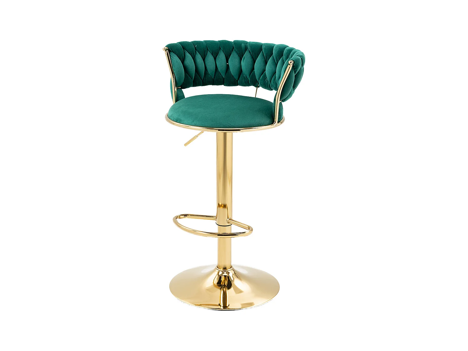 Set de 2 Tabourets de bar pivotantes à 360° et réglables en hauteur avec repose-pieds, velours, vert et argent