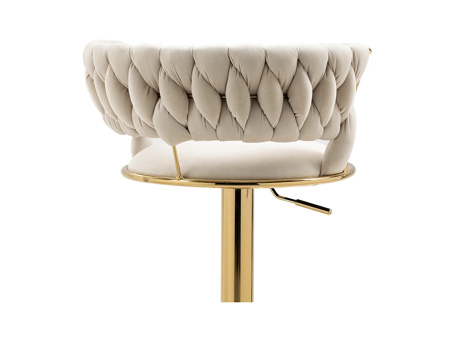 Set de 2 Tabourets de bar pivotantes à 360° et réglables en hauteur avec repose-pieds, velours, beige et argent