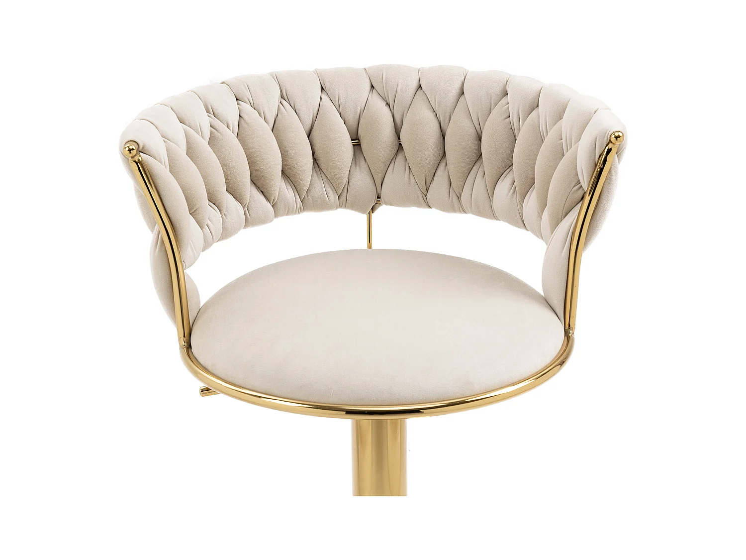 Set de 2 Tabourets de bar pivotantes à 360° et réglables en hauteur avec repose-pieds, velours, beige et argent