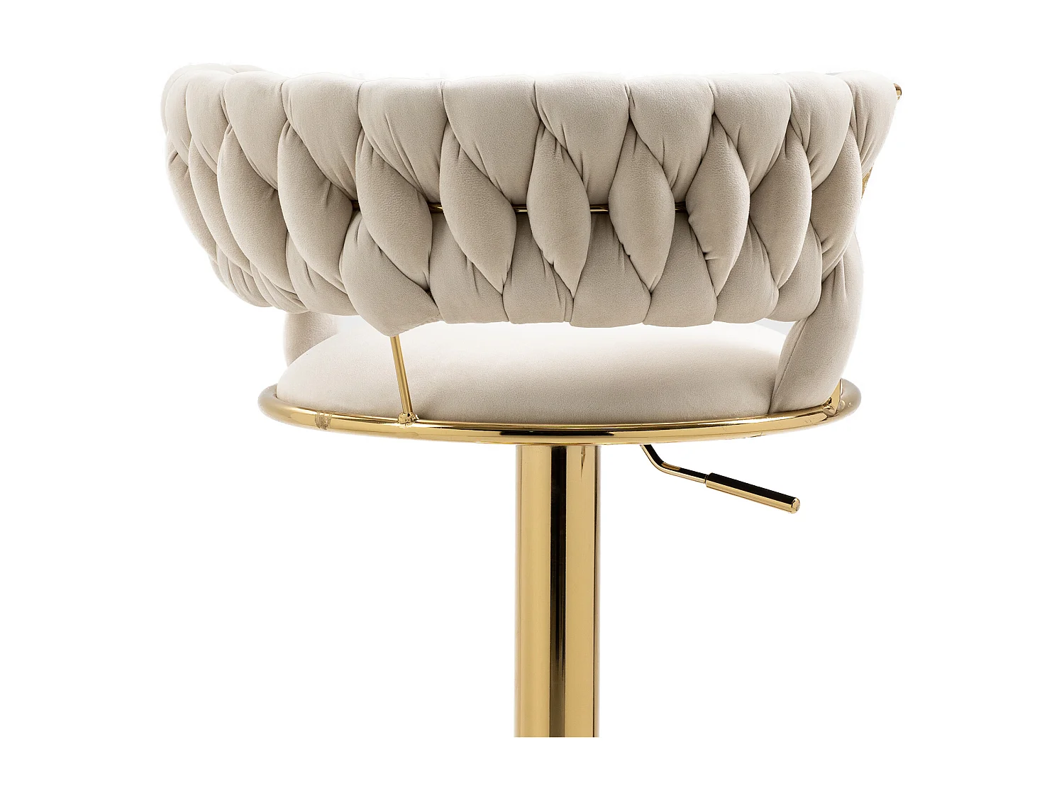 Set de 2 Tabourets de bar pivotantes à 360° et réglables en hauteur avec repose-pieds, velours, beige et argent