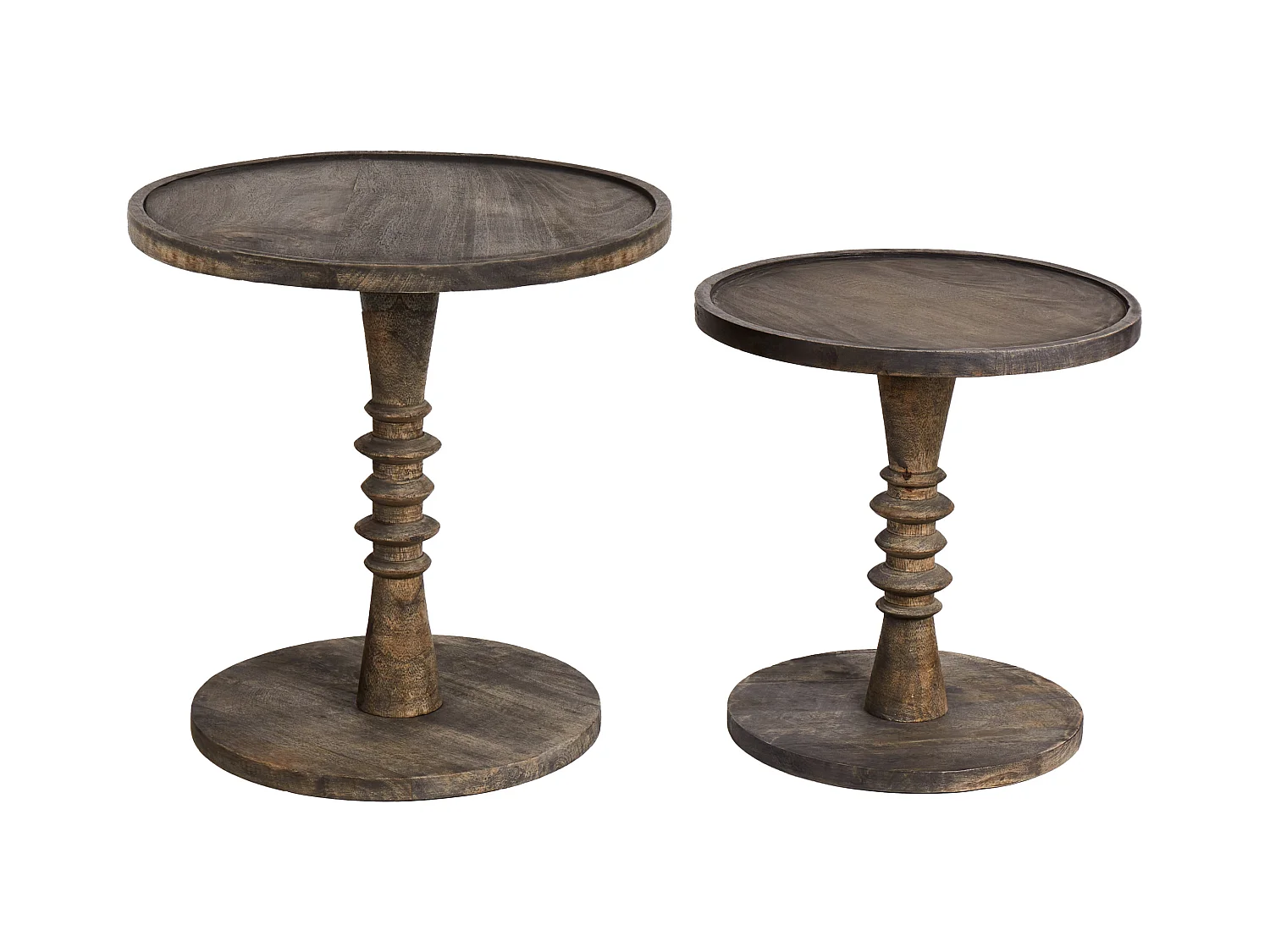 Lot de 2 tables d'appoint THALIA Bois de manguier Marron foncé