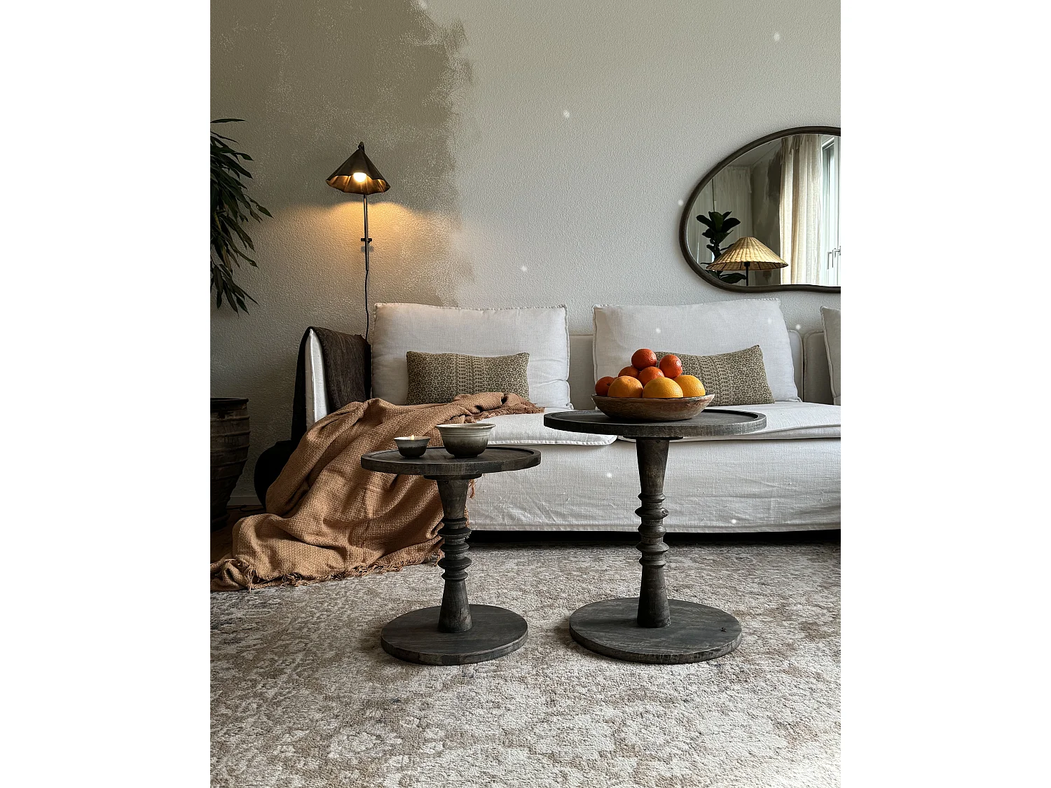 Beistelltisch 2er Set THALIA Mango Holz Dunkelbraun