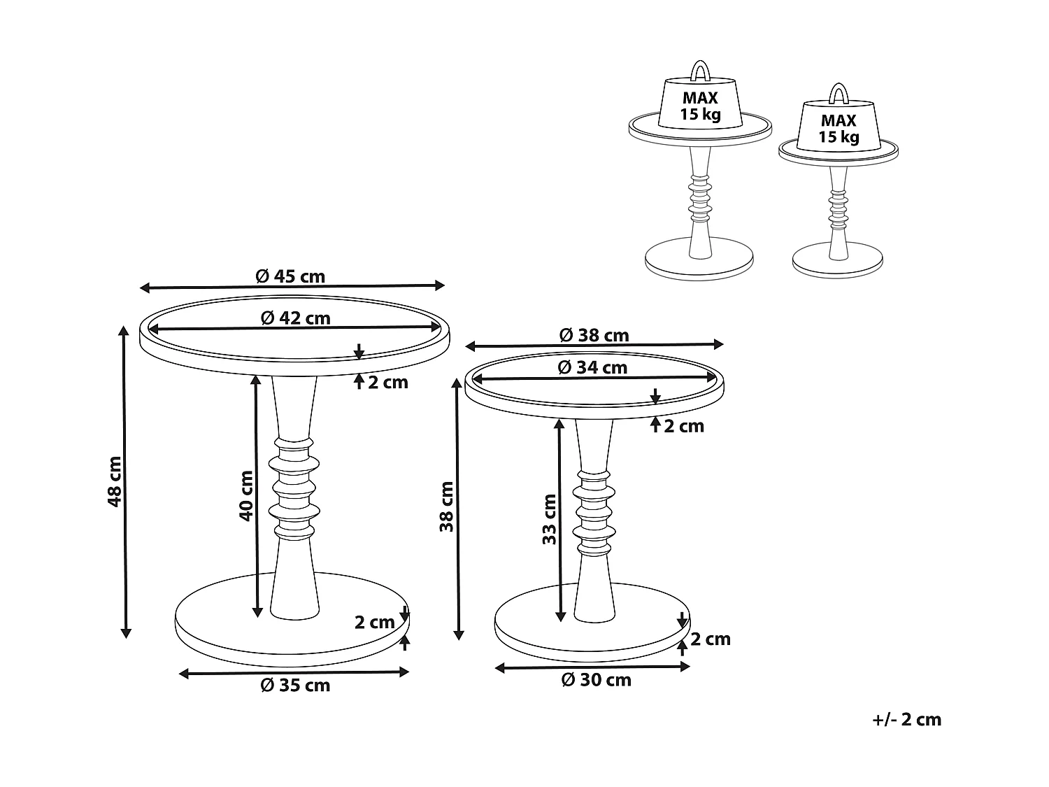 Zestaw 2 stolików pomocniczych THALIA Drewno mango Ciemnobrązowy