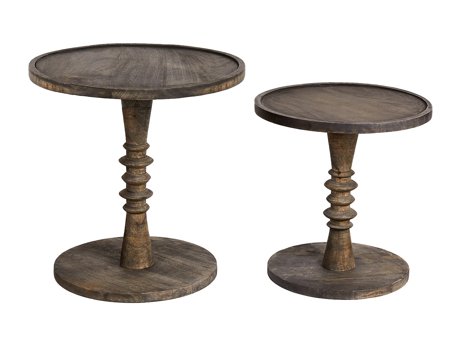 Lot de 2 tables d'appoint THALIA Bois de manguier Marron foncé