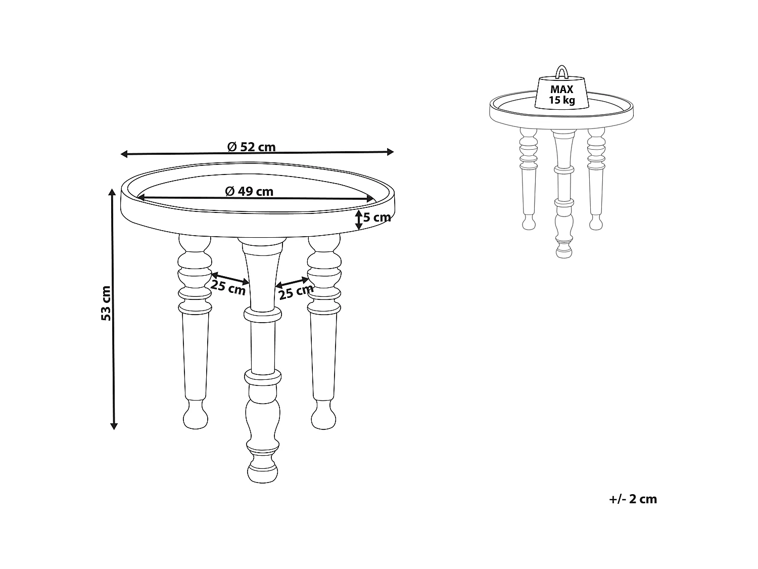 Stolik pomocniczy LEETON Drewno mango Czarny