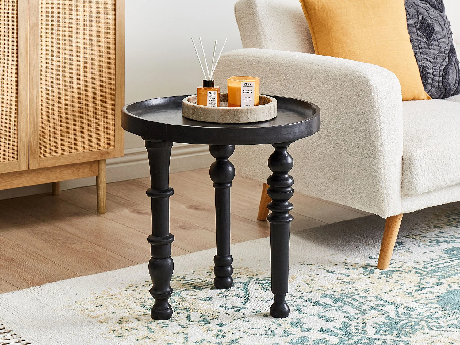 Beistelltisch LEETON Mango Holz Schwarz