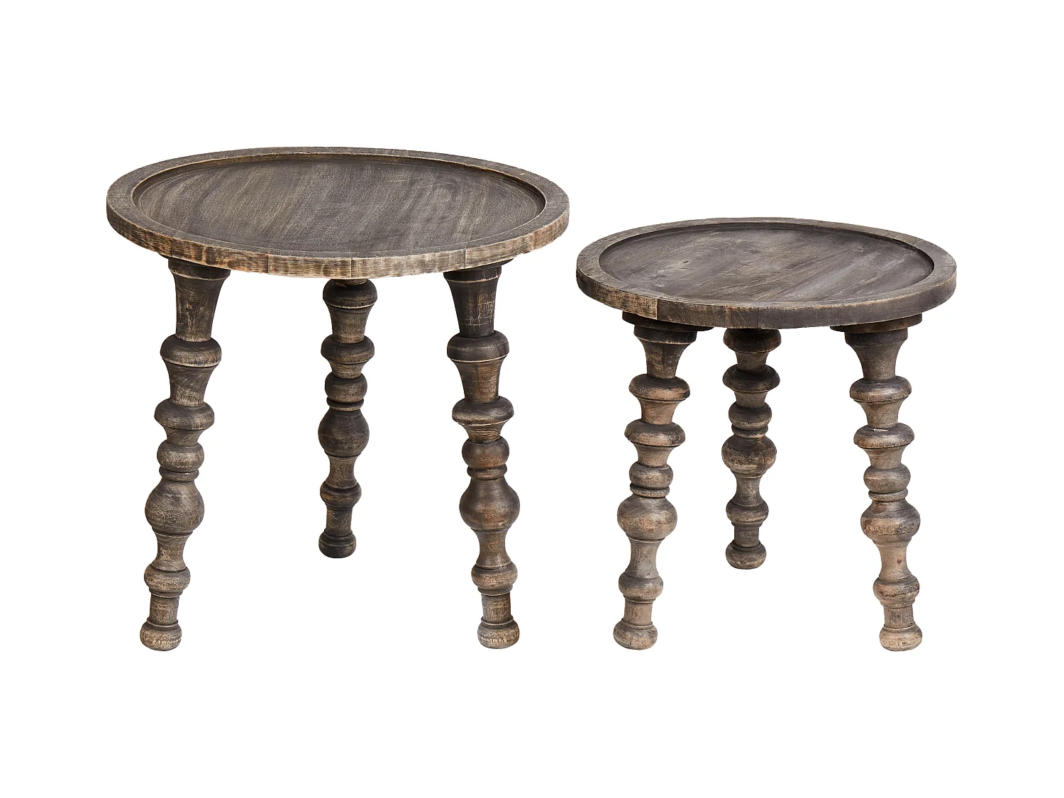 Lot de 2 tables d'appoint MARNOO Bois de manguier Marron foncé