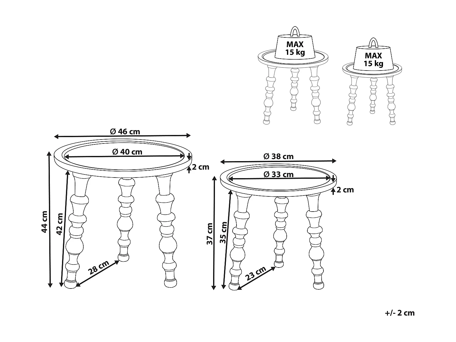 Set di 2 tavolini MARNOO Legno di mango Marrone scuro