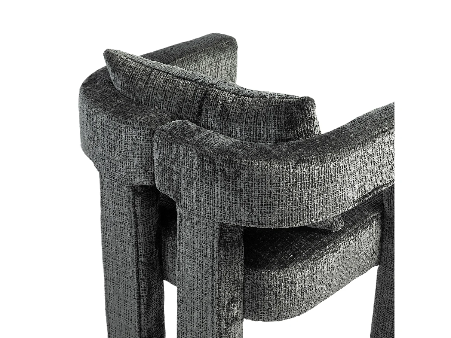 Poltrona escandinava com almofada confortável, design único com braços vazados, em tecido chenille, 60x44x65cm, cinzento