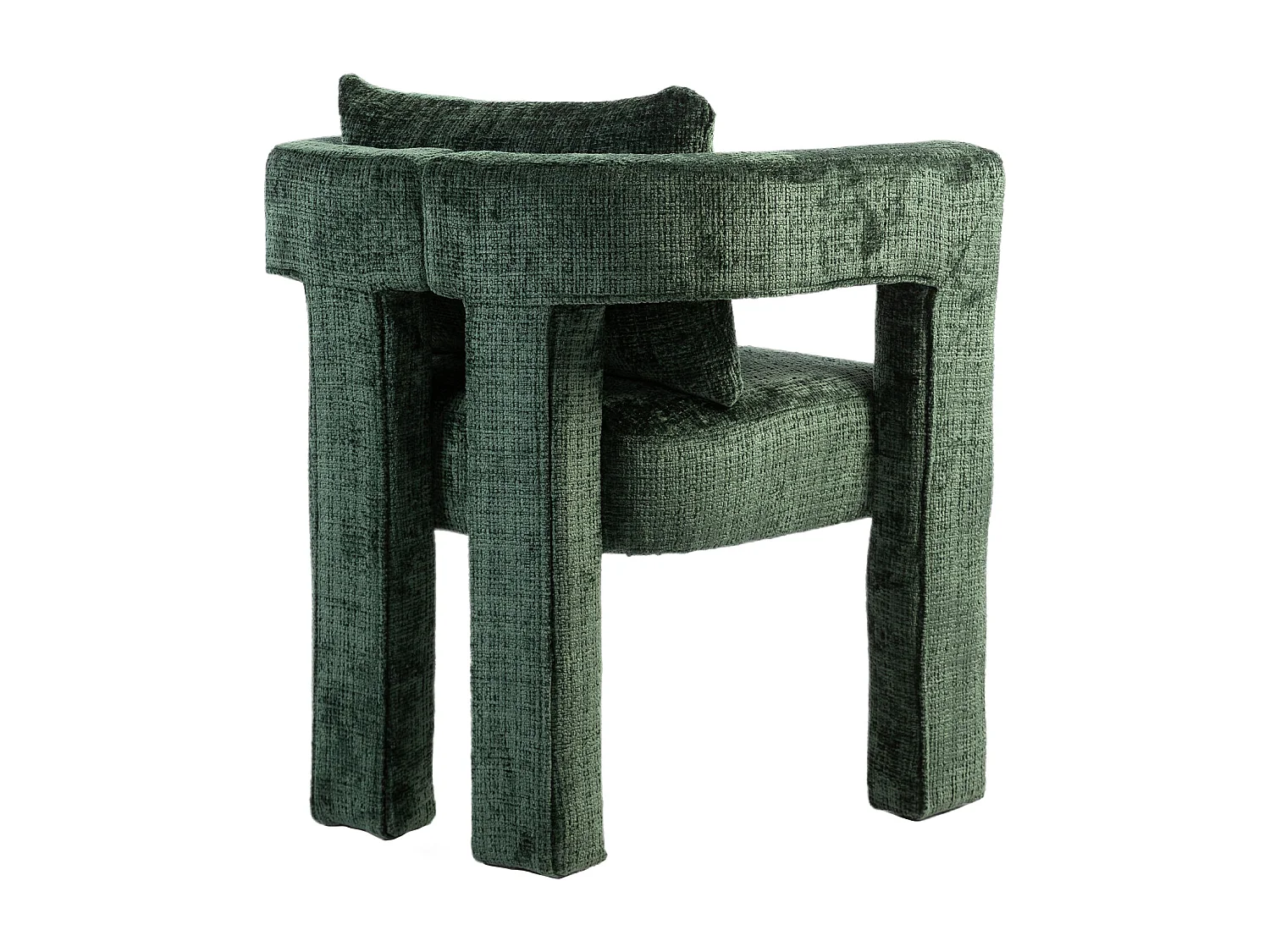 Fauteuil scandinave avec coussin confortable, design unique avec accoudoirs creux, en tissu chenille, 60x44x65cm, Vert