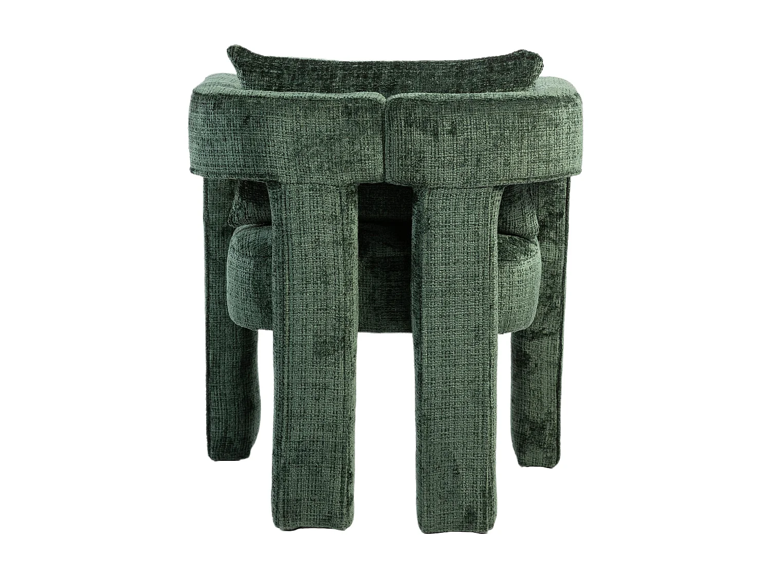 Fauteuil scandinave avec coussin confortable, design unique avec accoudoirs creux, en tissu chenille, 60x44x65cm, Vert