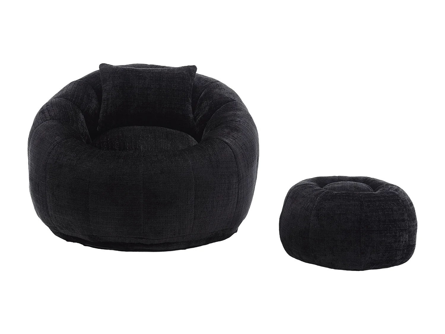 Fauteuil poire rotatif rond en chenille, avec pouf, rempli de mousse à mémoire haute densité, fauteuil paresseux pour salon, chambre, noir