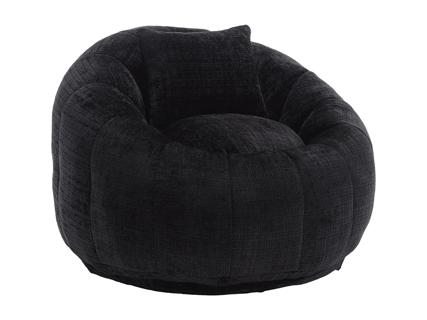 Fauteuil poire rotatif rond en chenille, avec pouf, rempli de mousse à mémoire haute densité, fauteuil paresseux pour salon, chambre, noir