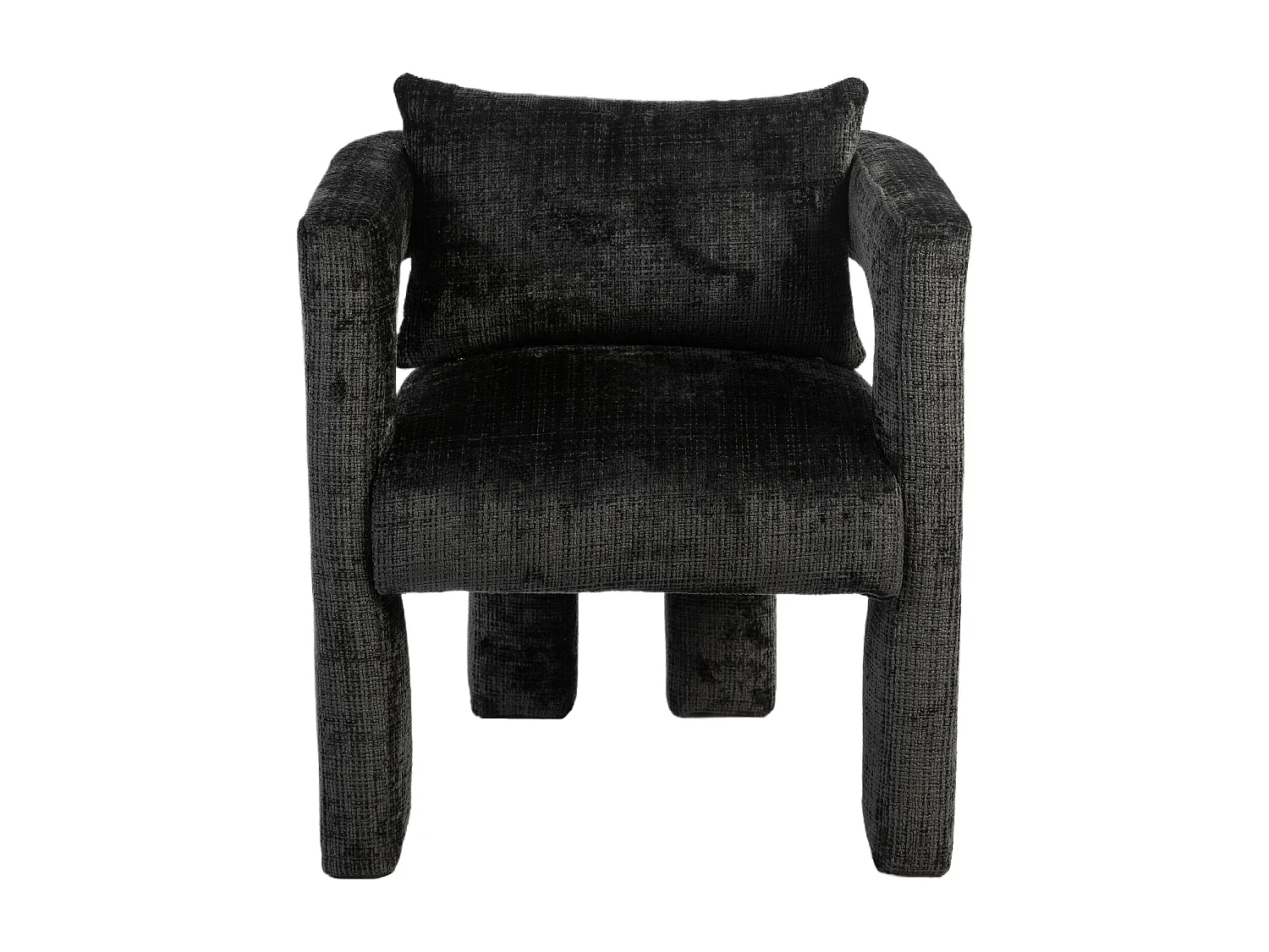 Fauteuil scandinave avec coussin confortable, design unique avec accoudoirs creux, en tissu chenille, 60x44x65cm, noir