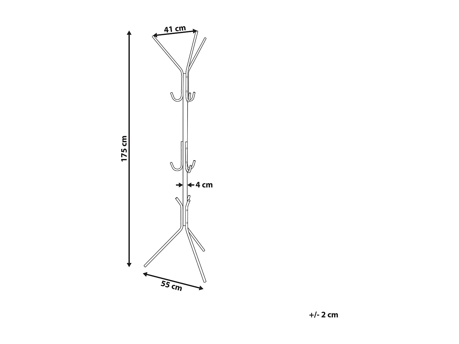Moderner Metall-Kleiderständer für Kleidung, Innenschiene, Mantel, schwarz, Almena
