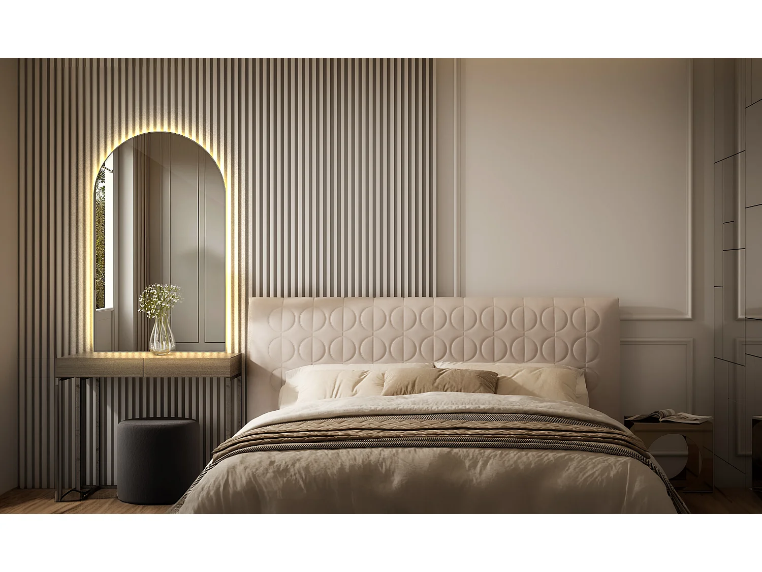 Unregelmäßiger halbovaler Spiegel 45 x 80 cm, LED-Premium-Hängespiegel für das Wohnzimmer – warmes Licht