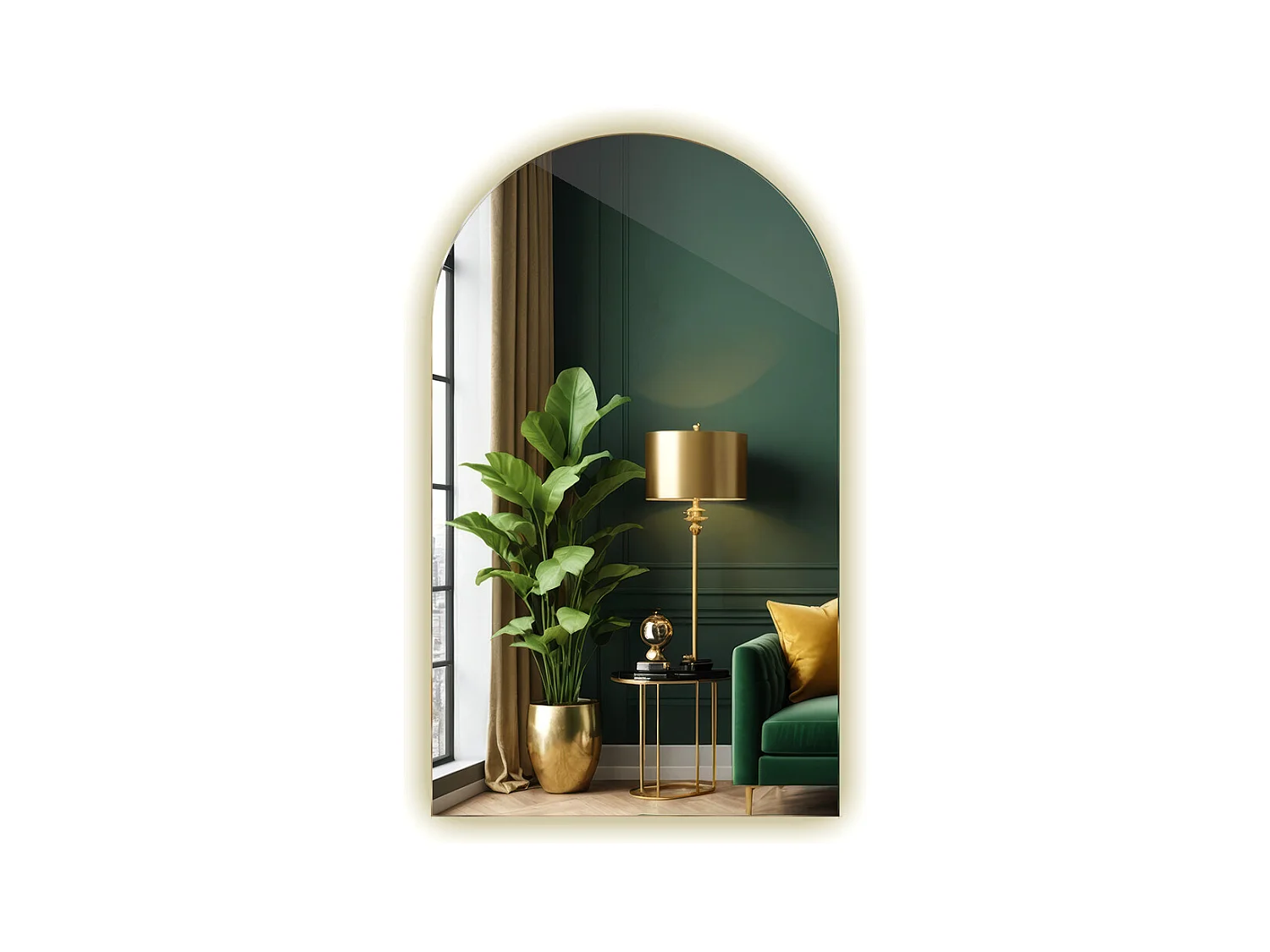 Minimalistische onregelmatige halfovale spiegel 50 x 90 cm LED voor de badkamer - neutraal licht
