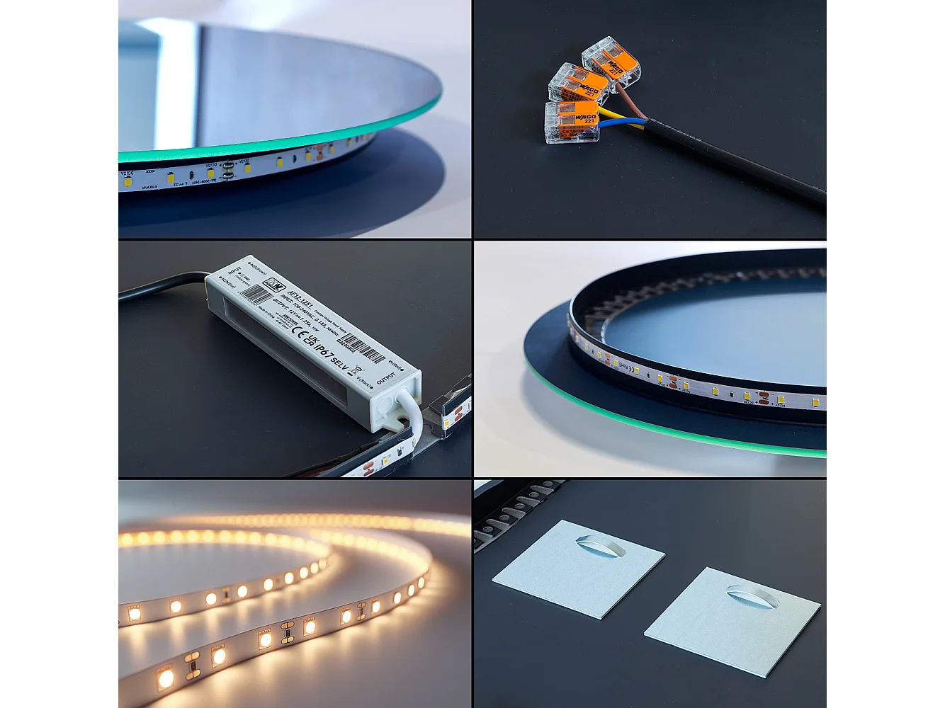 Unregelmäßiger halbovaler Spiegel 60 x 100 cm LED für Badezimmer-Make-up – neutrales Licht