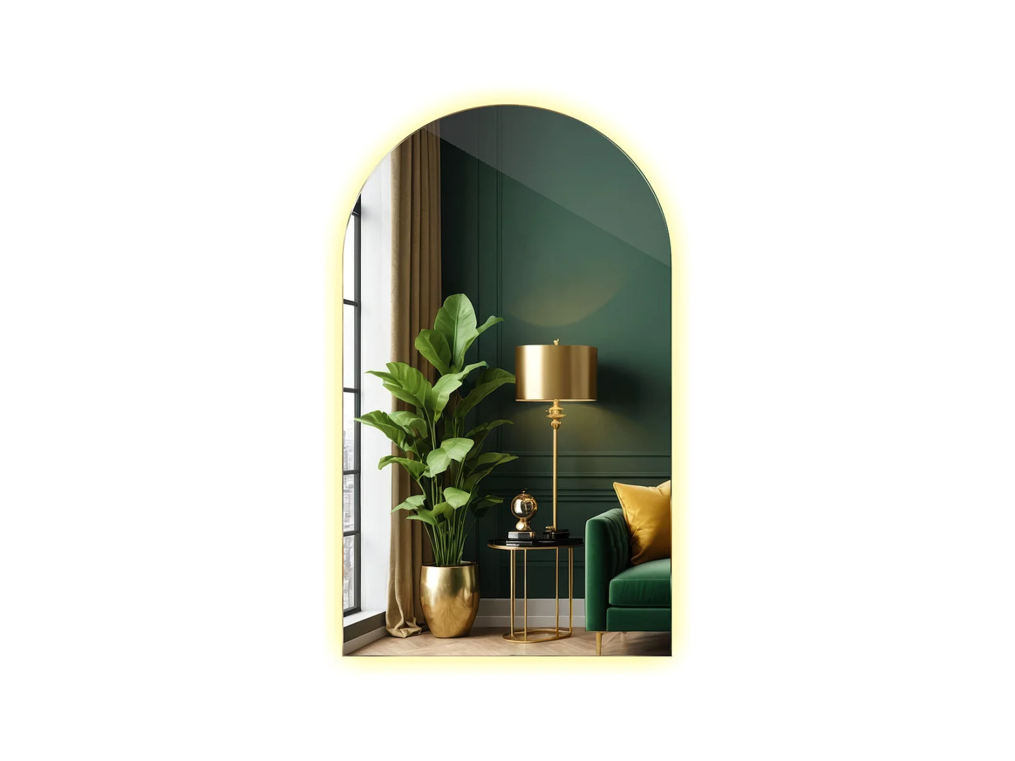 Miroir de salle de bain irrégulier Semi-Ovale 40 x 70 cm Tenture murale LED - lumière chaude