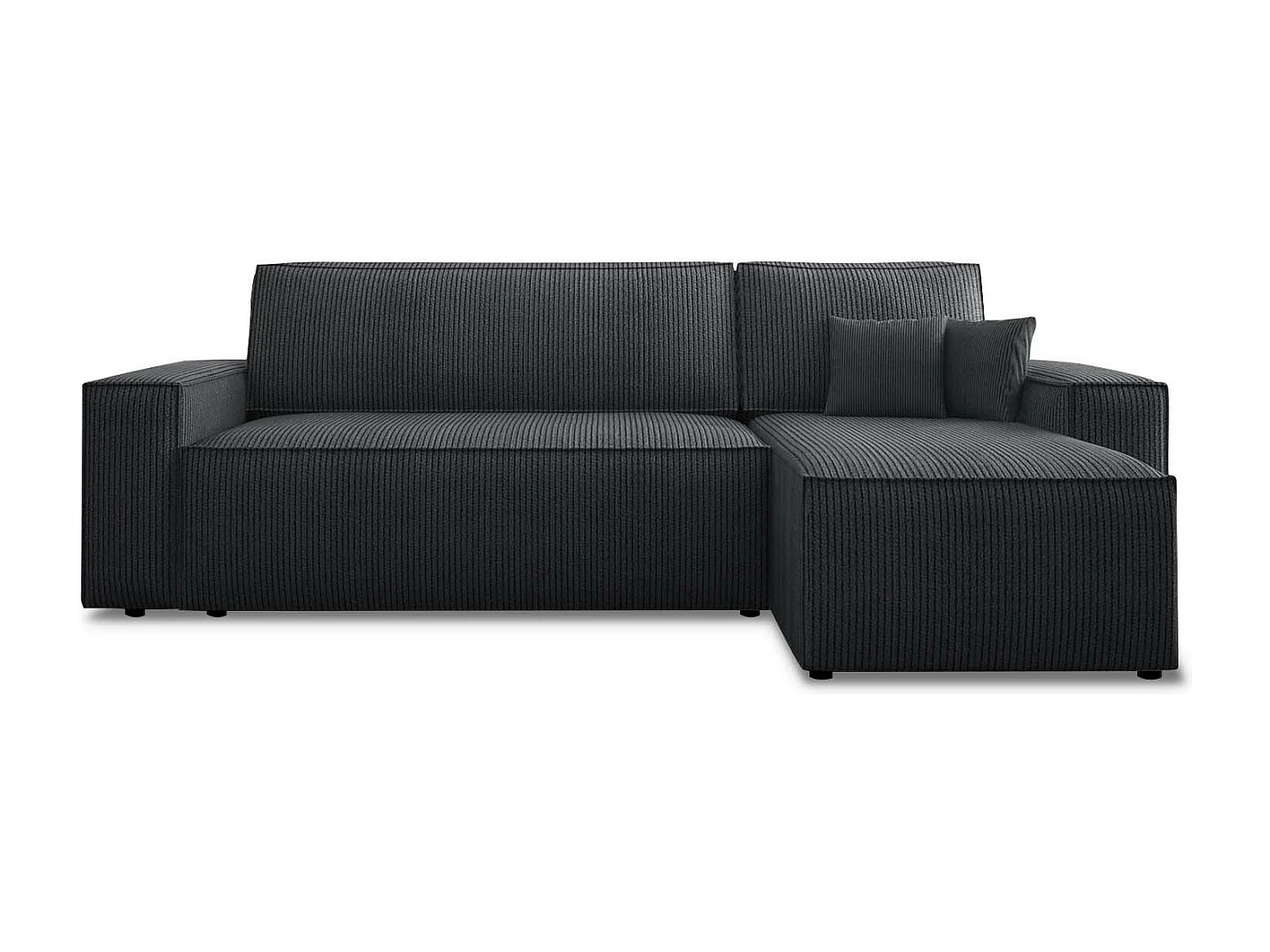 Canapé d'angle convertible réversible Lorenzo en velours côtelé Noir