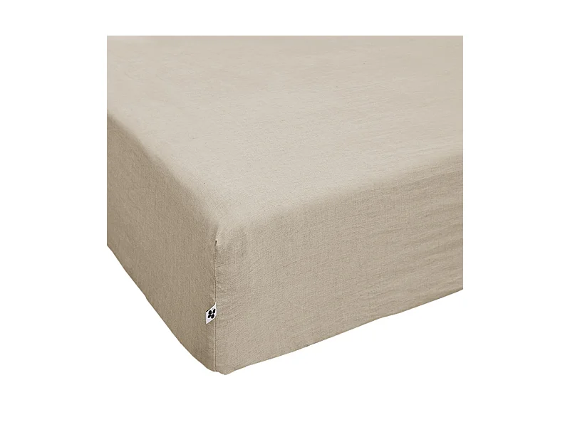 Drap housse 180 x 200 x 30 cm en lin lavé sable - LUISA