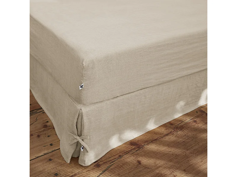 Drap housse 160 x 200 x 30 cm en lin lavé sable - LUISA