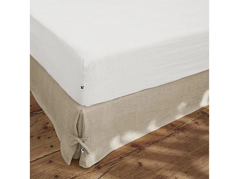 Drap housse 160 x 200 x 30 cm en lin lavé blanc - LUISA