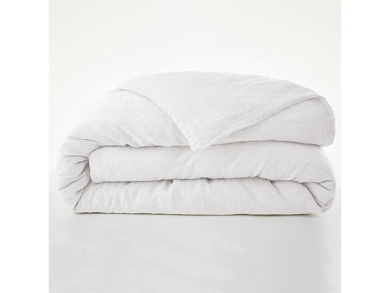 Housse de couette 220 x 240 en lin lavé blanc - LUISA