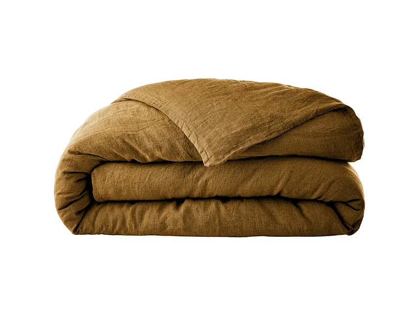 Housse de couette 220 x 240 en lin lavé caramel - LUISA