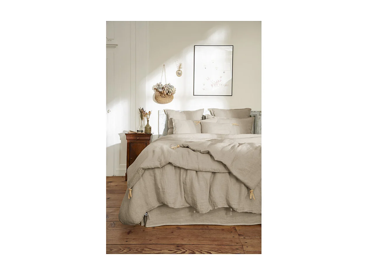 Housse de couette 220 x 240 en lin lavé sable - LUISA