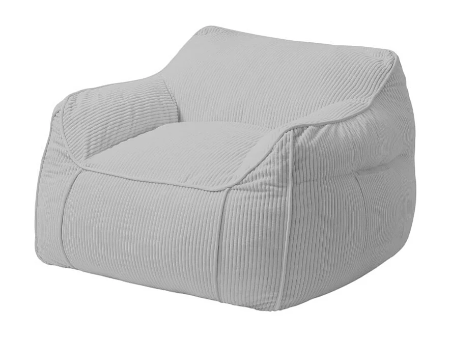 Pouf fauteuil velours côtelé 100x110 cm gris clair