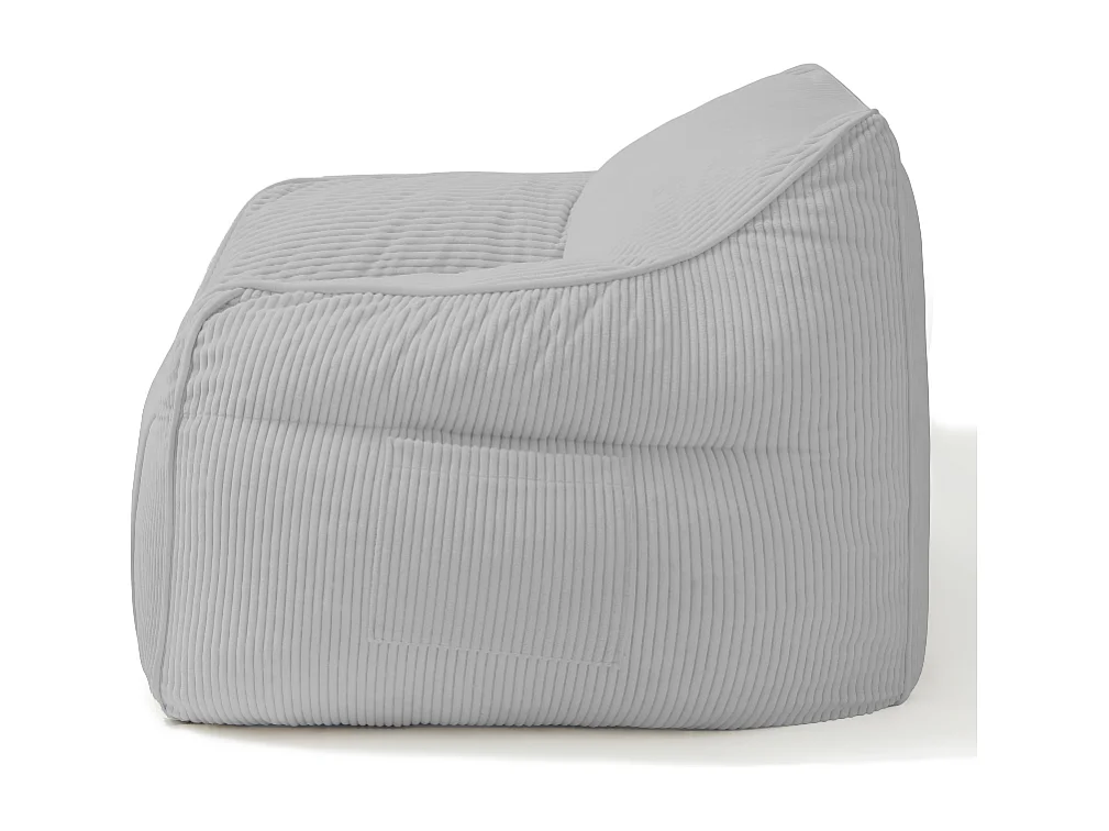 Pouf fauteuil velours côtelé 100x110 cm gris clair