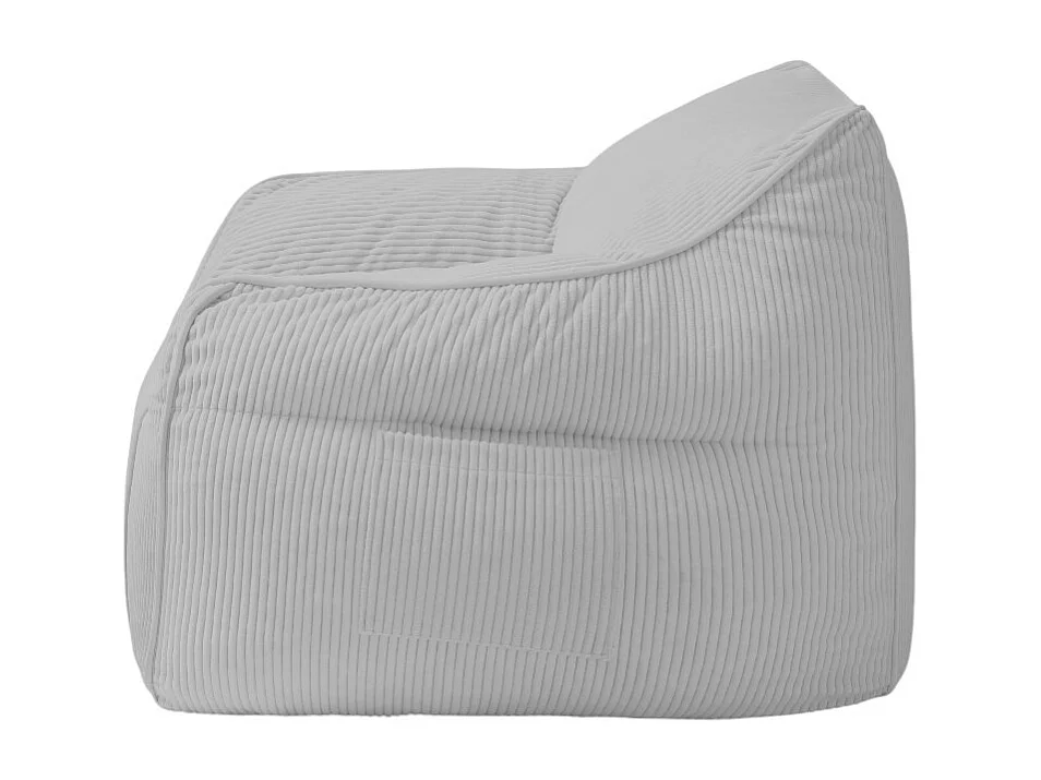 Pouf fauteuil velours côtelé 100x110 cm gris clair