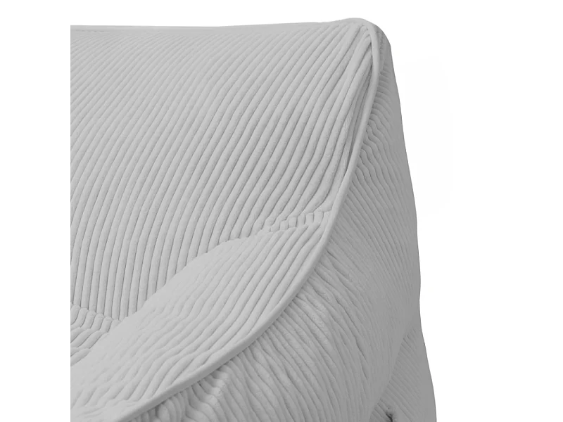 Pouf fauteuil velours côtelé 100x110 cm gris clair