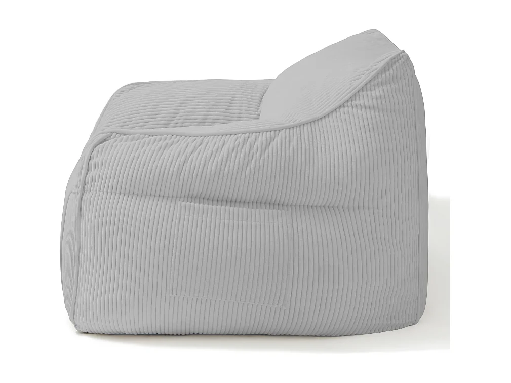 Pouf fauteuil velours côtelé 100x110 cm gris clair