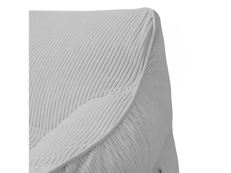 Pouf fauteuil velours côtelé 100x110 cm gris clair