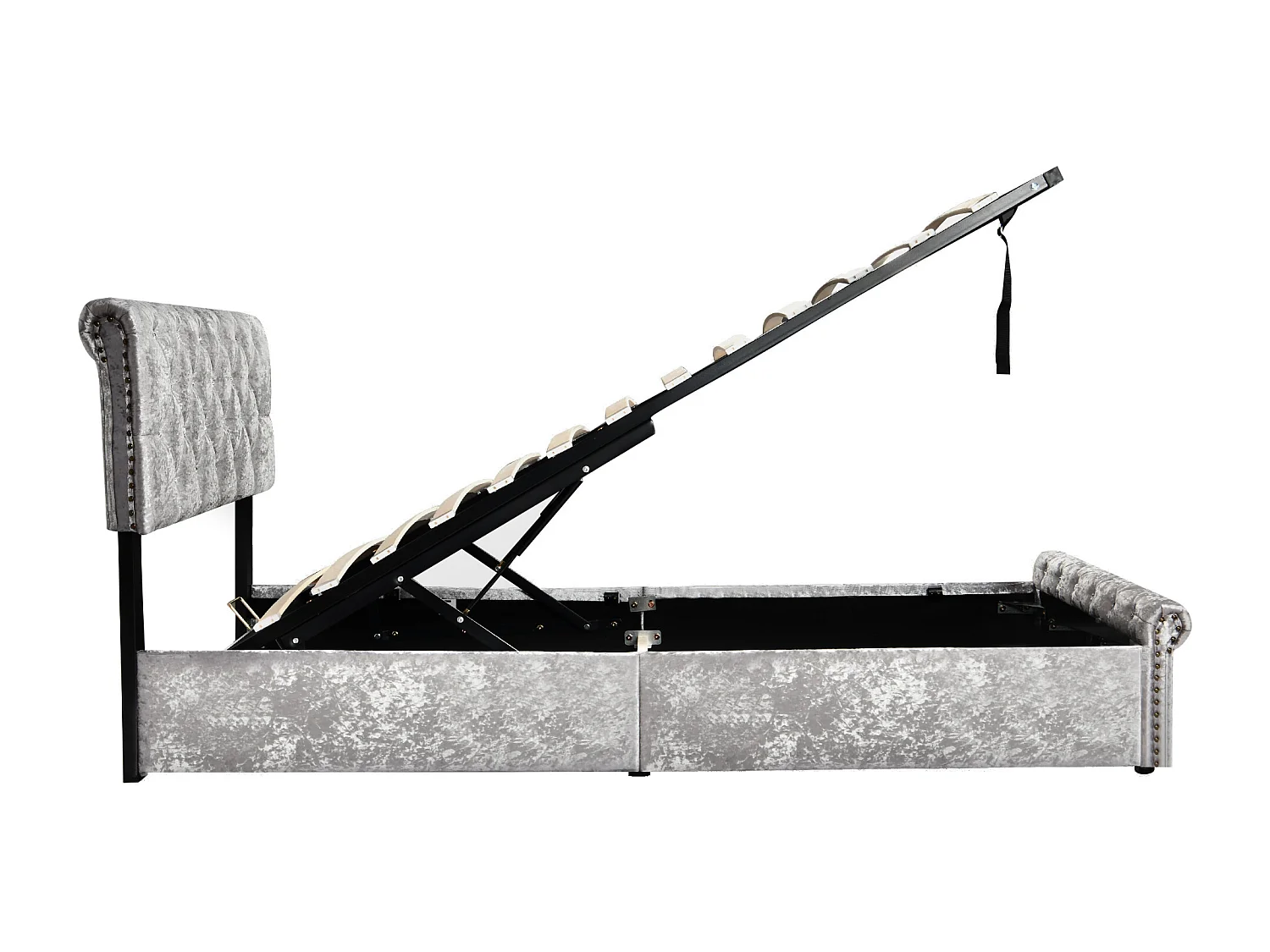 Gestoffeerd bed 90x200cm,hydraulisch functiebed,gestoffeerd bed met in hoogte verstelbaar hoofdeinde,grijs,