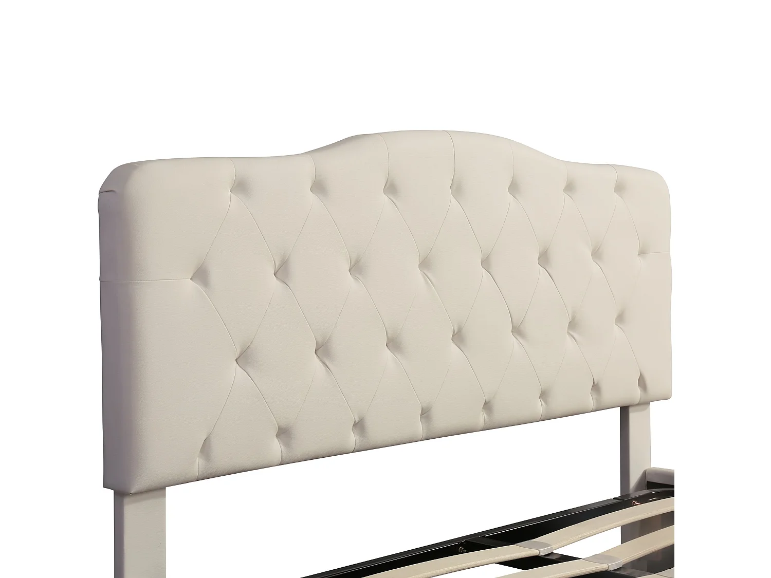 Lit rembourré fonctionnel hydraulique, avec sommier à lattes,tête de lit réglable en hauteur, lit double 140 x200 cm,PU,Blanc,Sans matelas