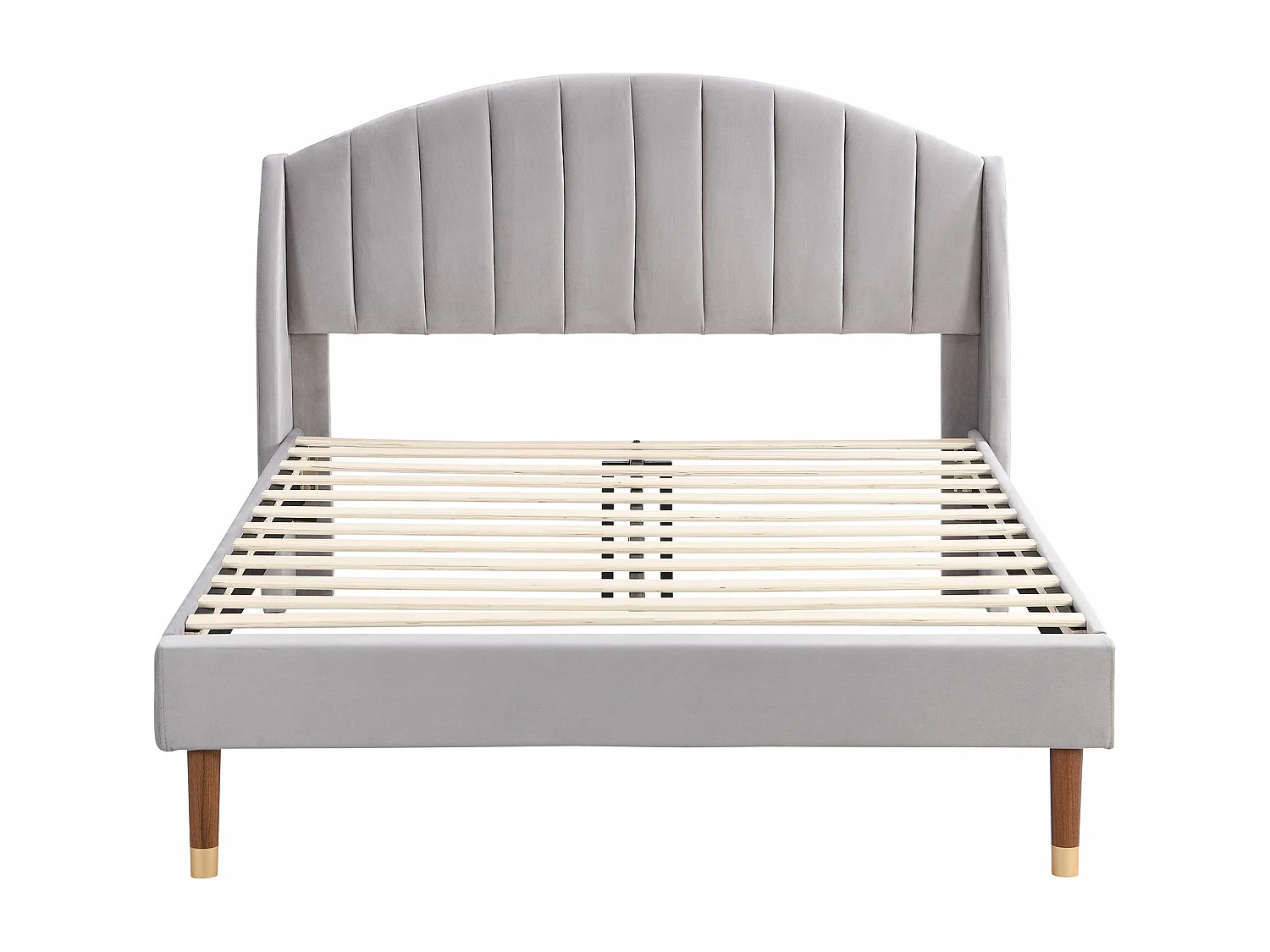 Lit rembourré avec sommier à lattes et tête de lit, support de lattes en bois, lit pour adolescents, 140x200 cm,gris,Sans matelas