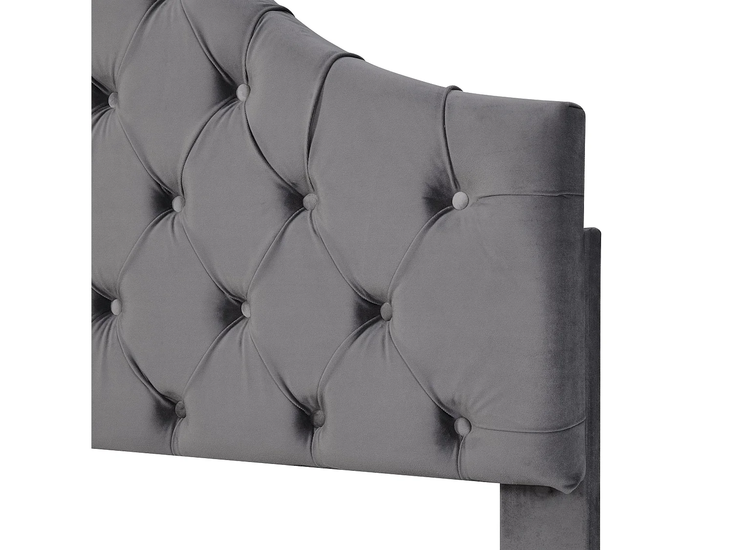 Lit Tapissé avec Sommier à Lattes et Tête de Lit,Lit Jeune avec Tête de Lit Réglable en Hauteur,140x200 cm,Velours, Gris,Sans Matelas