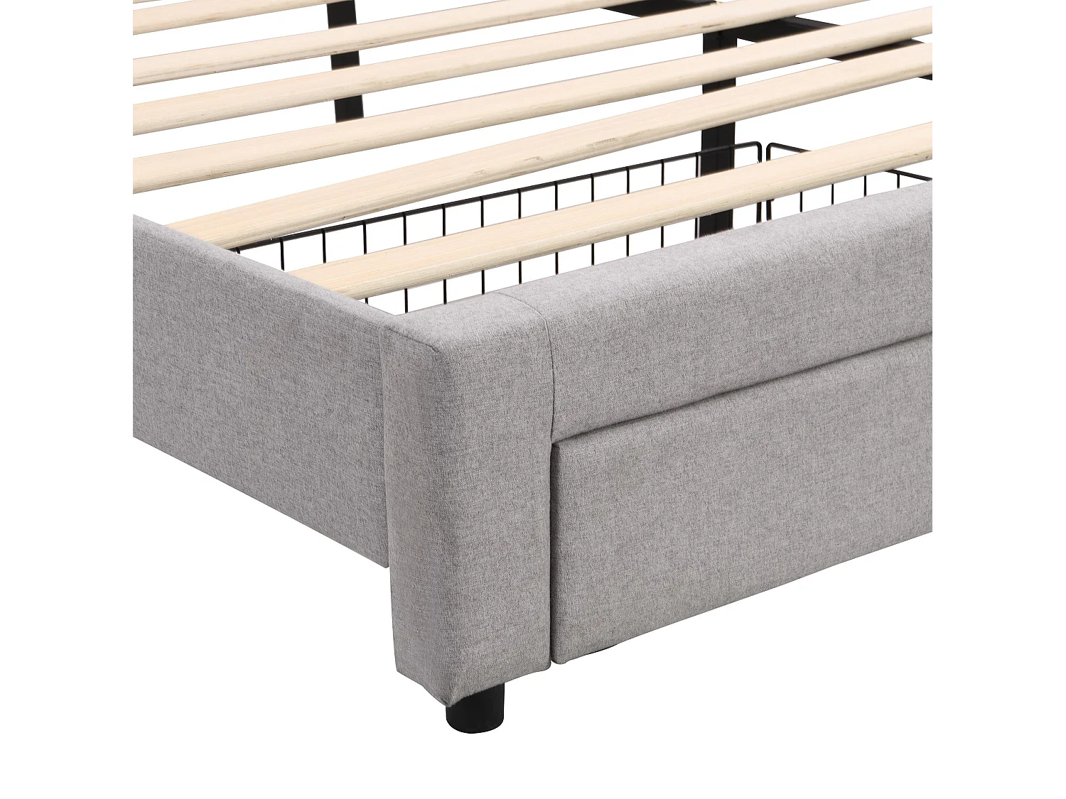 Lit rembourré avec sommier à lattes et tête de lit, avec 2 tiroirs, lit LED, lit d'adolescent,support de lattes en bois,180x200 cm,lin,gris,Sans matelas