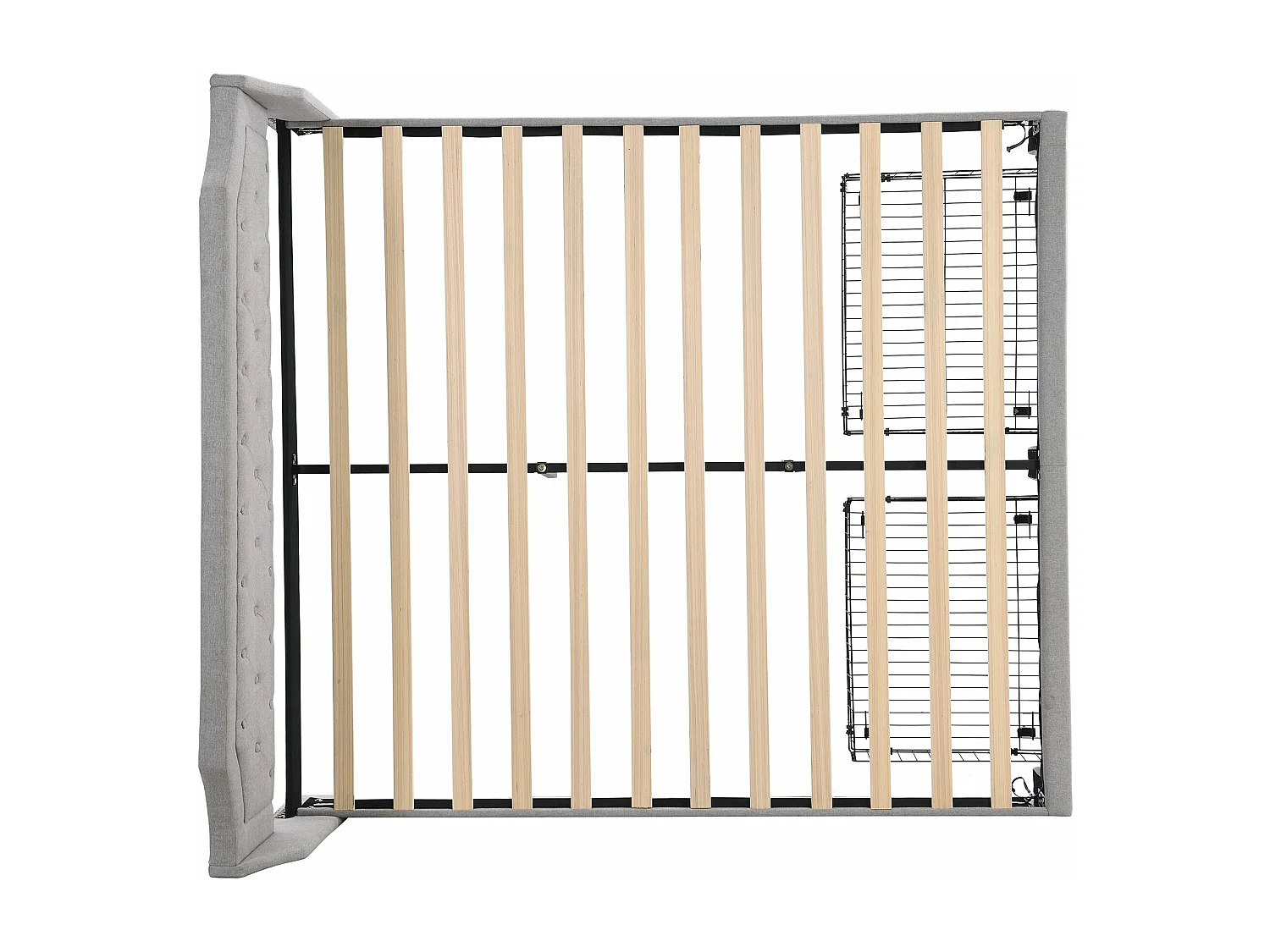 Lit rembourré avec sommier à lattes et tête de lit, avec 2 tiroirs, lit LED, lit d'adolescent,support de lattes en bois,180x200 cm,lin,gris,Sans matelas