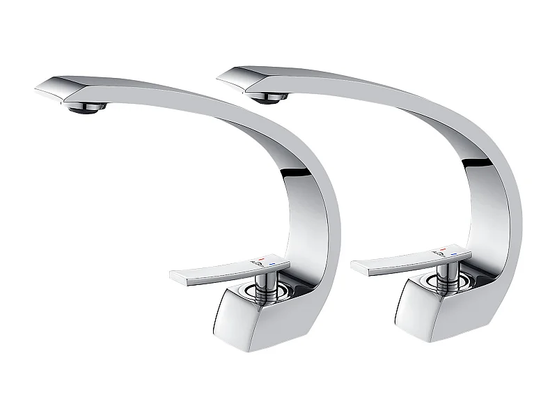 2PCSGrifo de Lavabo de Latón Cromo, Mezclador Monomando de Baño con aireador desmontable, Agua Fria y Caliente Disponible