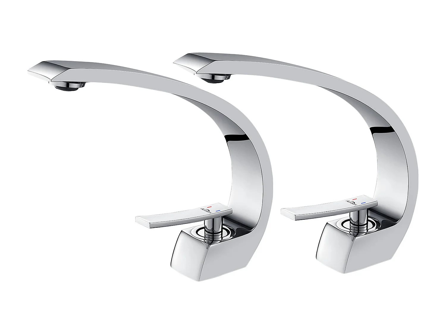 2PCSGrifo de Lavabo de Latón Cromo, Mezclador Monomando de Baño con aireador desmontable, Agua Fria y Caliente Disponible