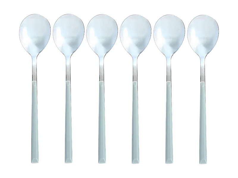 Novastyl - Lot 6 Cuilleres De Table Colorama 21.5cm En Acier Inoxydable Gris