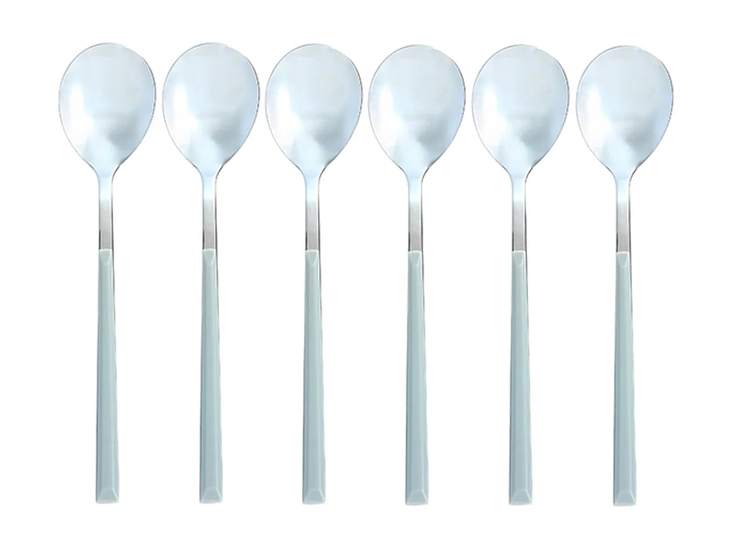 Novastyl - Lot 6 Cuilleres De Table Colorama 21.5cm En Acier Inoxydable Gris
